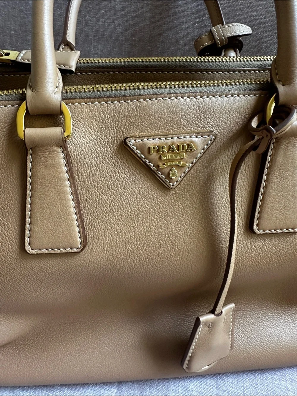 Prada Tan Leather Large Galleria Satchel in Soft Calfskin Leather